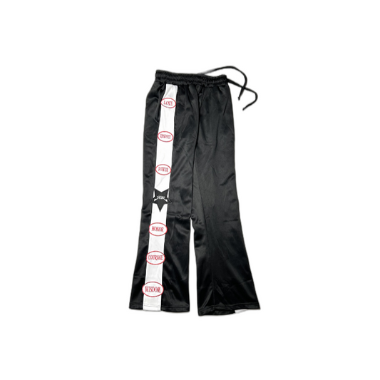 BLACK QUALITY PATCH FLARE TRACK PANTS